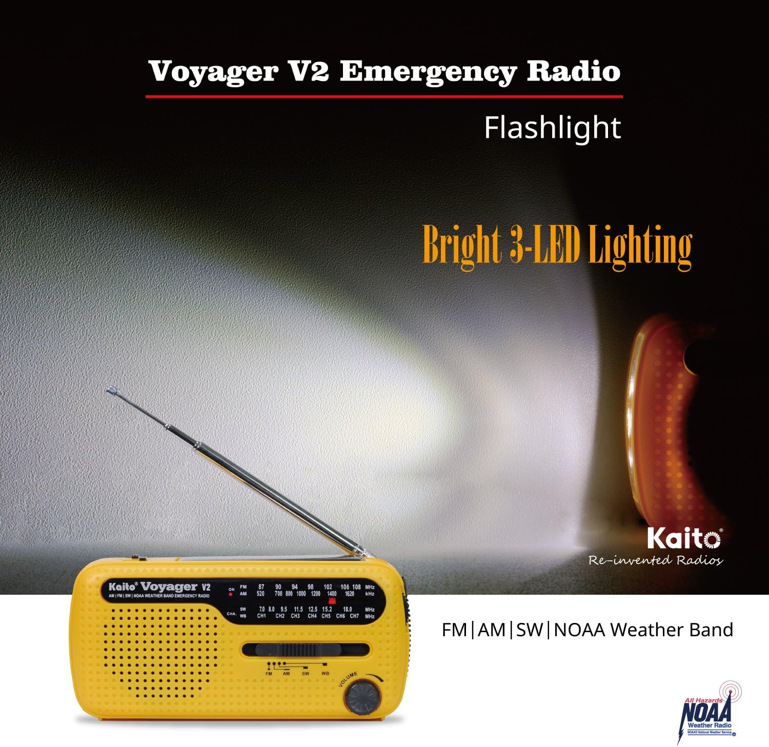 Best NOAA Portable Solar/Hand Crank AM/FM, Shortwave & NOAA Weather Emergency Radio with USB Cell Phone Charger & LED