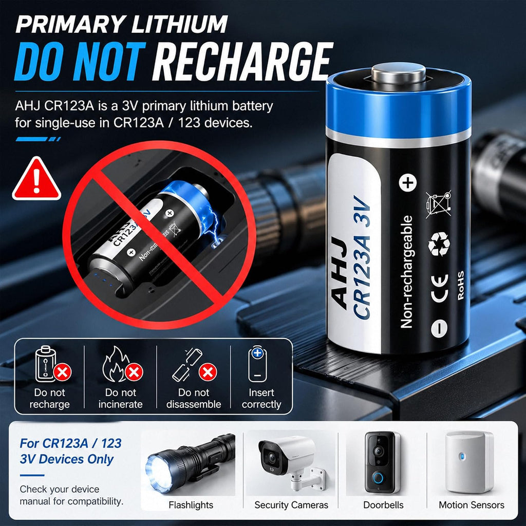 CR123A 3V Lithium Battery, 4 Pack 1600mAh CR123 CR17345 Battery with 10-Year Shelf Life UL Certification for