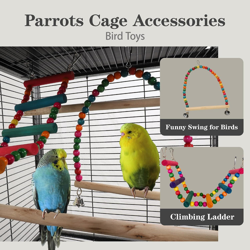 51" Small Bird Cage with Stand,Parakeet Cage, Parrot cage with Parakeet Toys, Bird Cage Accessories for Lovebirds