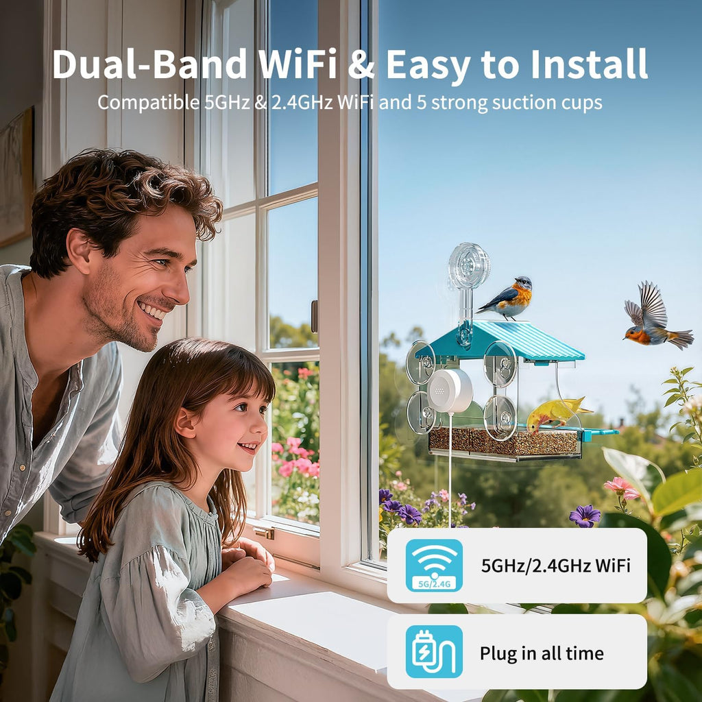 2026 Upgraded Window Bird Feeder with Camera, 2K UHD Window Bird Feeders for Outdoors with Strong Suction Cups, 2.4G