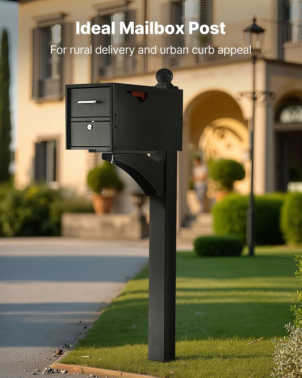 Mailbox Post, 56 x 4 x 4 Inches, Aluminum In-Ground Mounting Mail Box Stand with Universal Plate Bracket, Heavy Duty