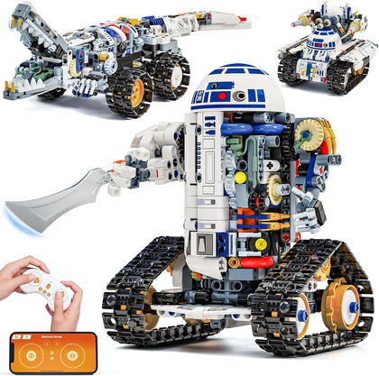 3-in-1 STEM Robot Building Kit, APP & Remote Control Robotics Kit | Build & Rebuild 3 Models with One Kit, Control