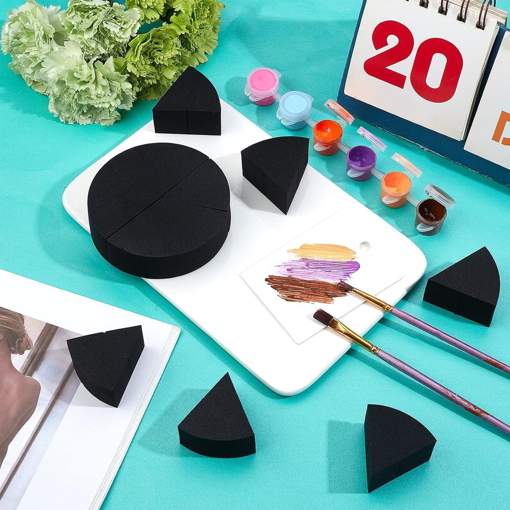 12PCS 2 Bags Triangle Powder Puff Face Paint Sponges Premium Black Half Moon Makeup Sponge Mini Applicator Wedges