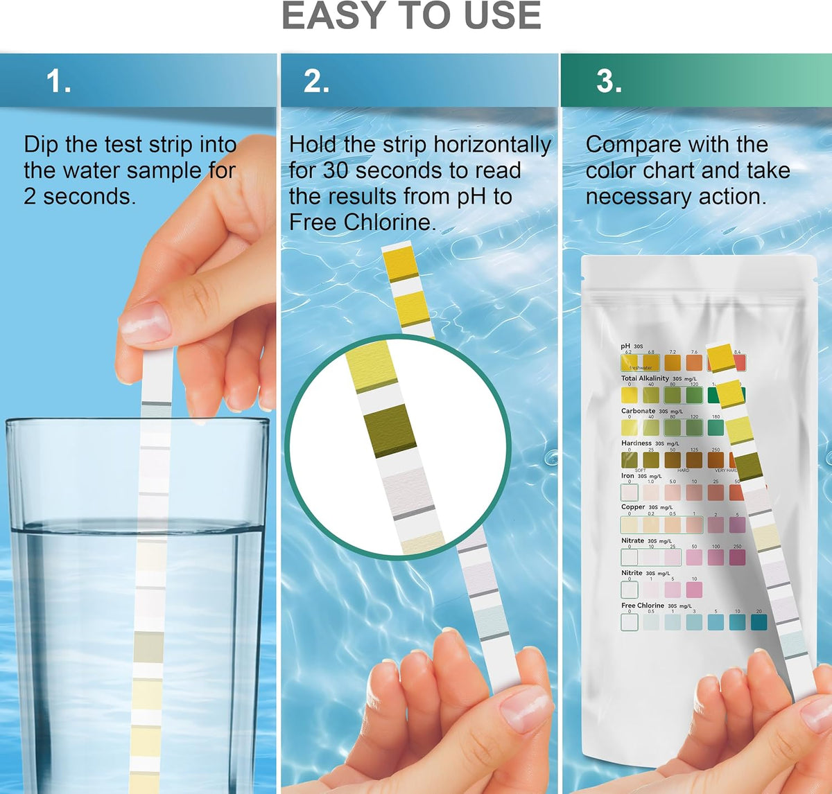 Fish Tank Marine Water Test Strips 9-in-1 |25 Strips | Freshwater, Saltwater & Reef Tanks Quick & Accurate Test pH