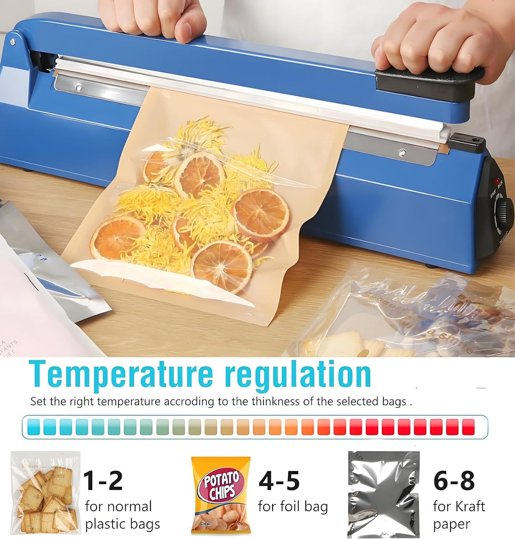 Impulse Sealer 12 inch Manual Heat Sealer Machine with Adjustable Heating Mode, ABS Shrink Wrap Bag Sealers for