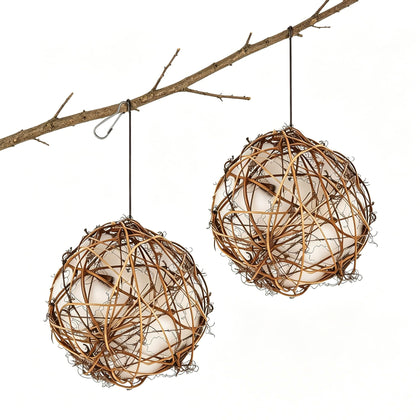 2 Pack Bird Nesting Material Holder for Hummingbirds, Cotton Fibers Refillable Nesting Balls for Wild Birds Outdoor