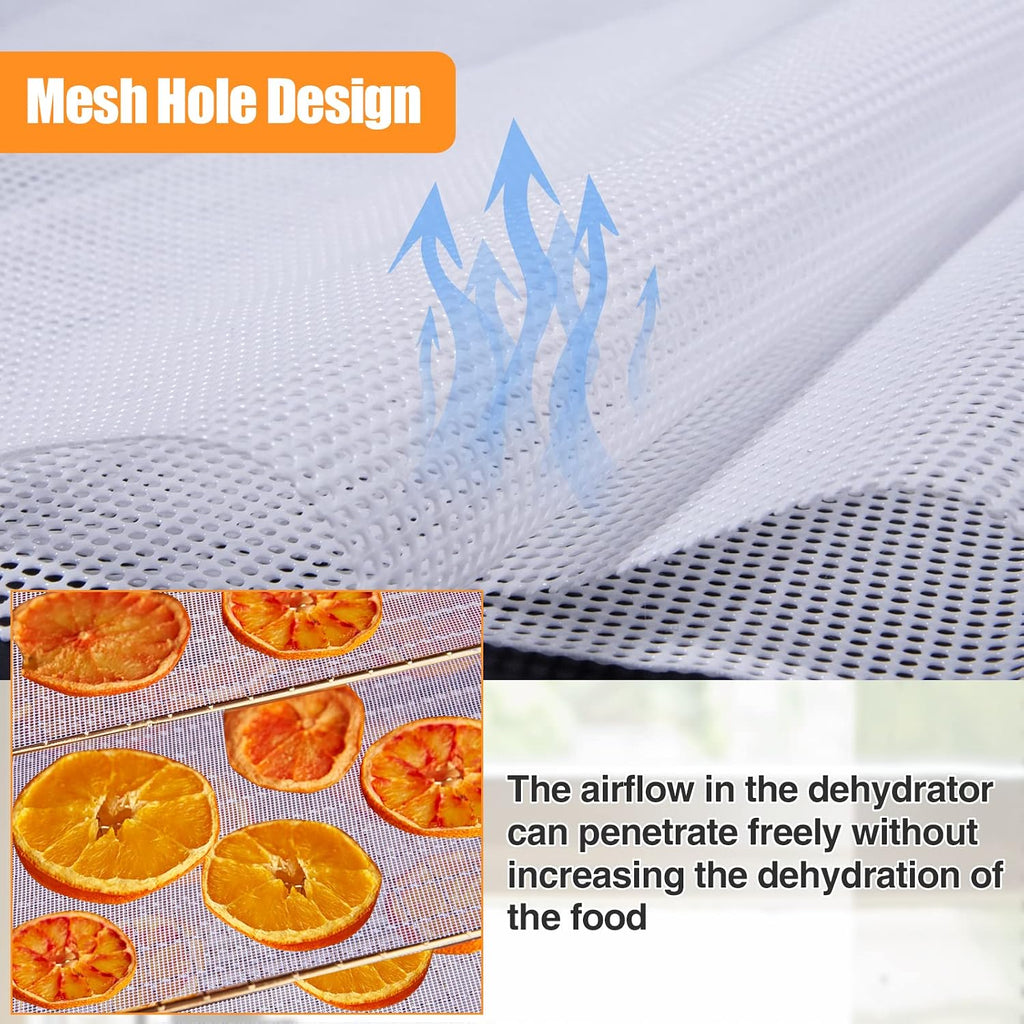 4 Silicone Dehydrator Mats & 6 Mesh Dehydrator Sheets | Reusable Non-stick Tray Liner with Edge, Compatible with