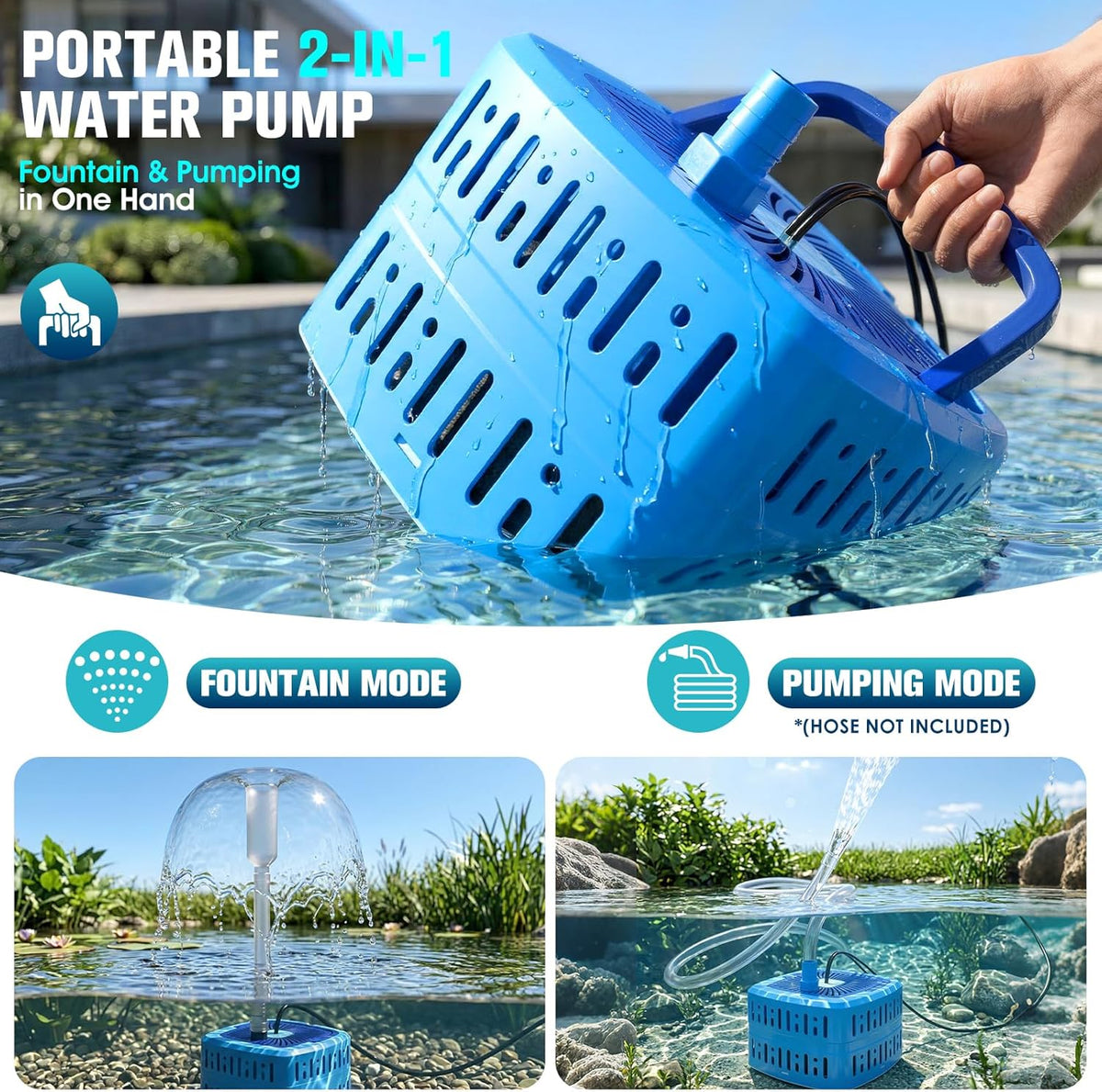 Pond Filter with Pump Fountain Kits,Pond Pump for Outdoor Ponds-Blue