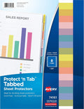 Clear Protect 'n Tab Tabbed Sheet Protector Dividers, 8-Tab Set, Top Load, 8 Page Protectors (74161)