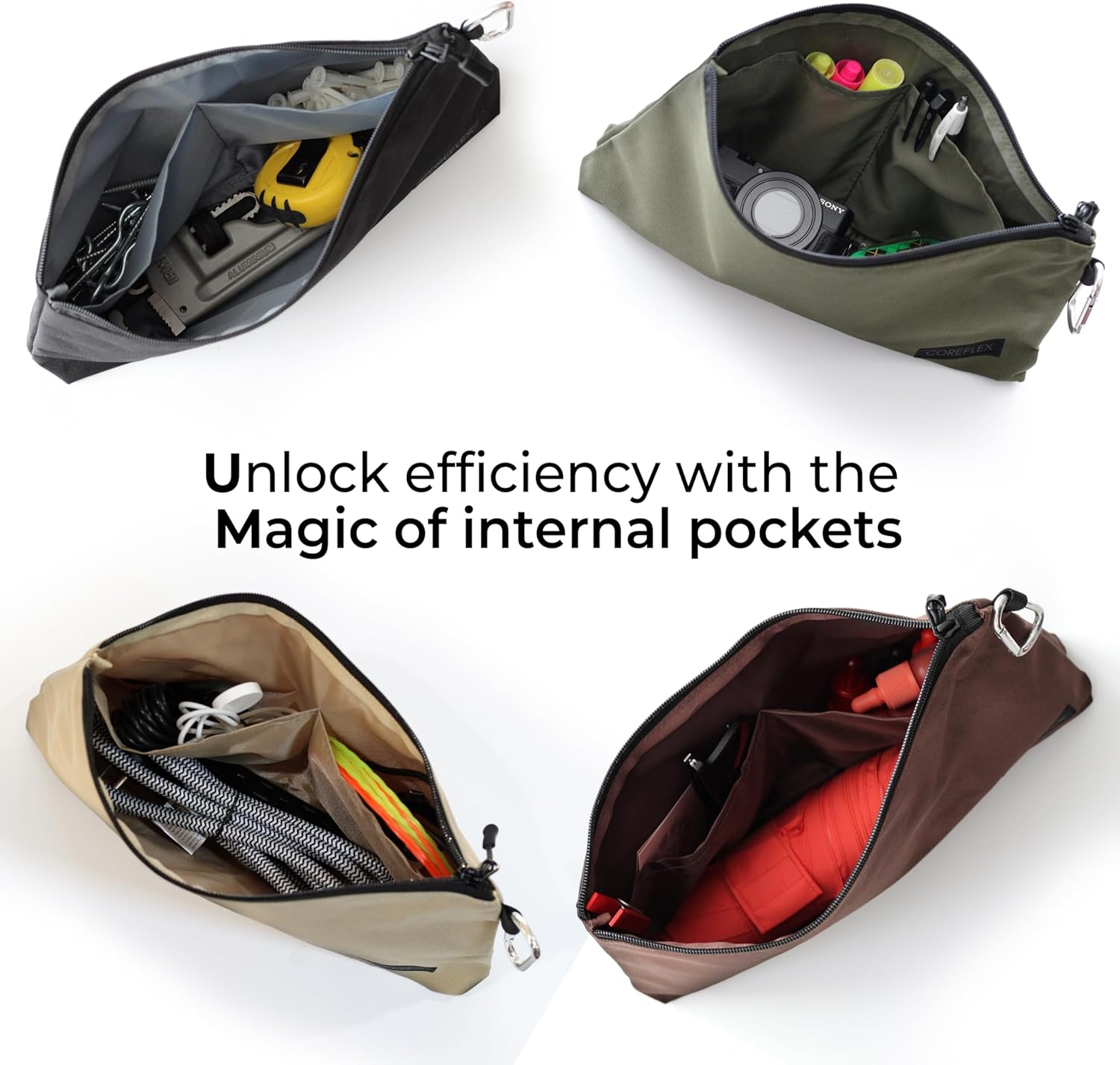 Premium Tool Pouch Zipper Bag, Small Tool Bag, Multipurpose Storage pouch, Heavy duty Flat Bottom Tool bag with YKK