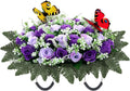 Artificial Cemetery Flowers for Grave,Large Headstone Flower Saddle Realistic Grave Flowers Memorial Silk Rose