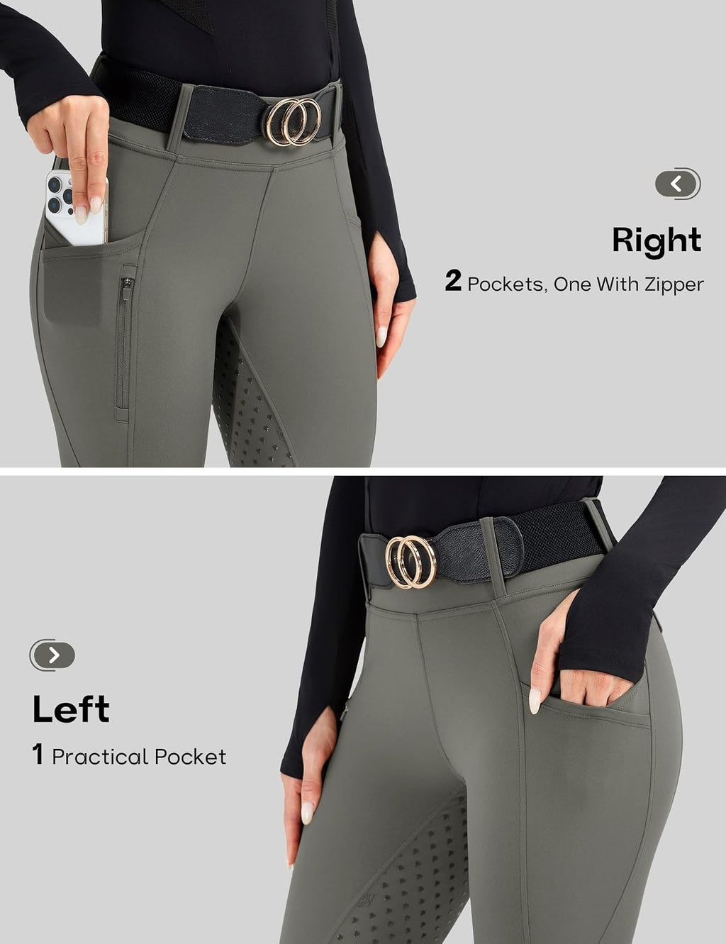 Women's Horse Riding Pants Full Seat Equestrian Breeches High Waist Horseback Riding Tights with Pockets
