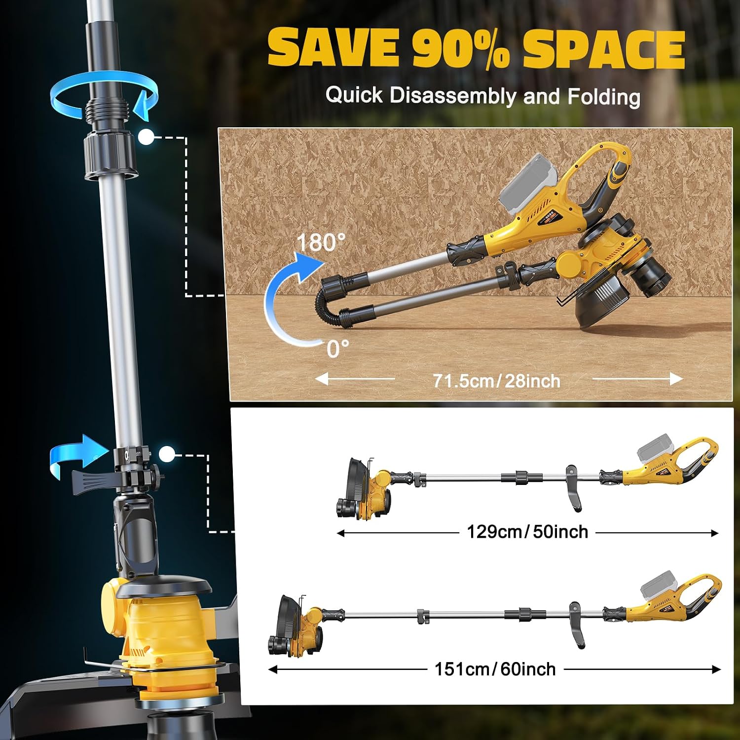 Cordless String Trimmer Compatible with Dewalt 20V (Tool Only), MtiolHig 3 IN 1 Weed Eater with Brushless Motor &