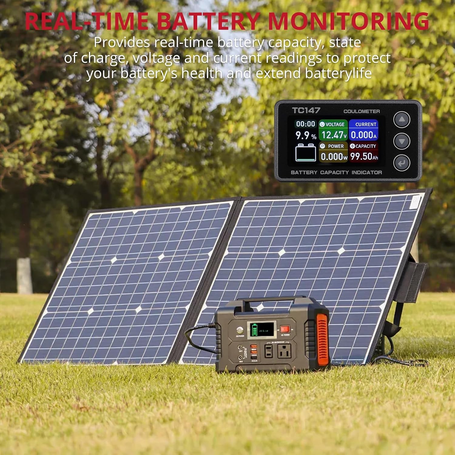 0-50A Small Battery Monitor Shunt Voltmeter Ammeter Lifepo4 Lithium | Backlight Waterproof Battery Monitor with Shunt
