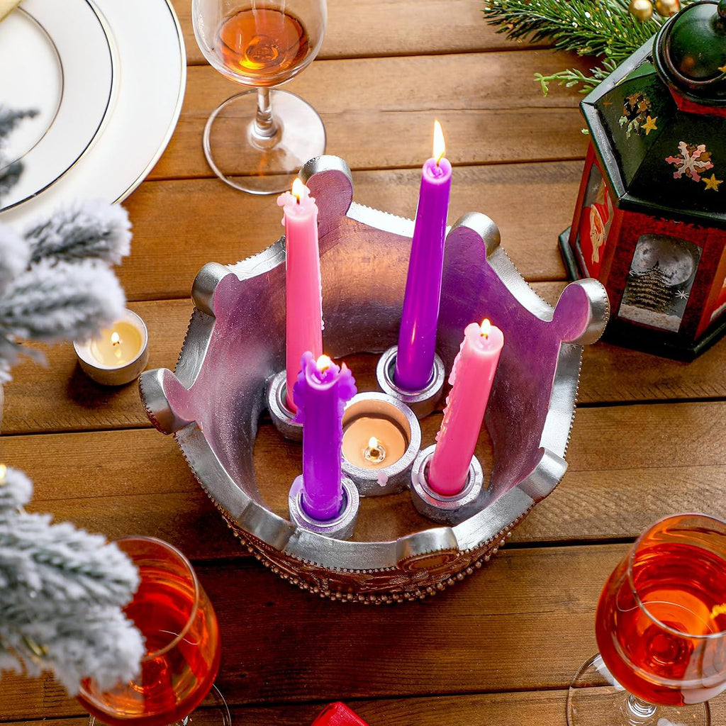 Nativity Advent Candle Holder 9.4 Inch Christmas Advent Wreath Candleholder Resin Nativity Advent 5 Candle Holder