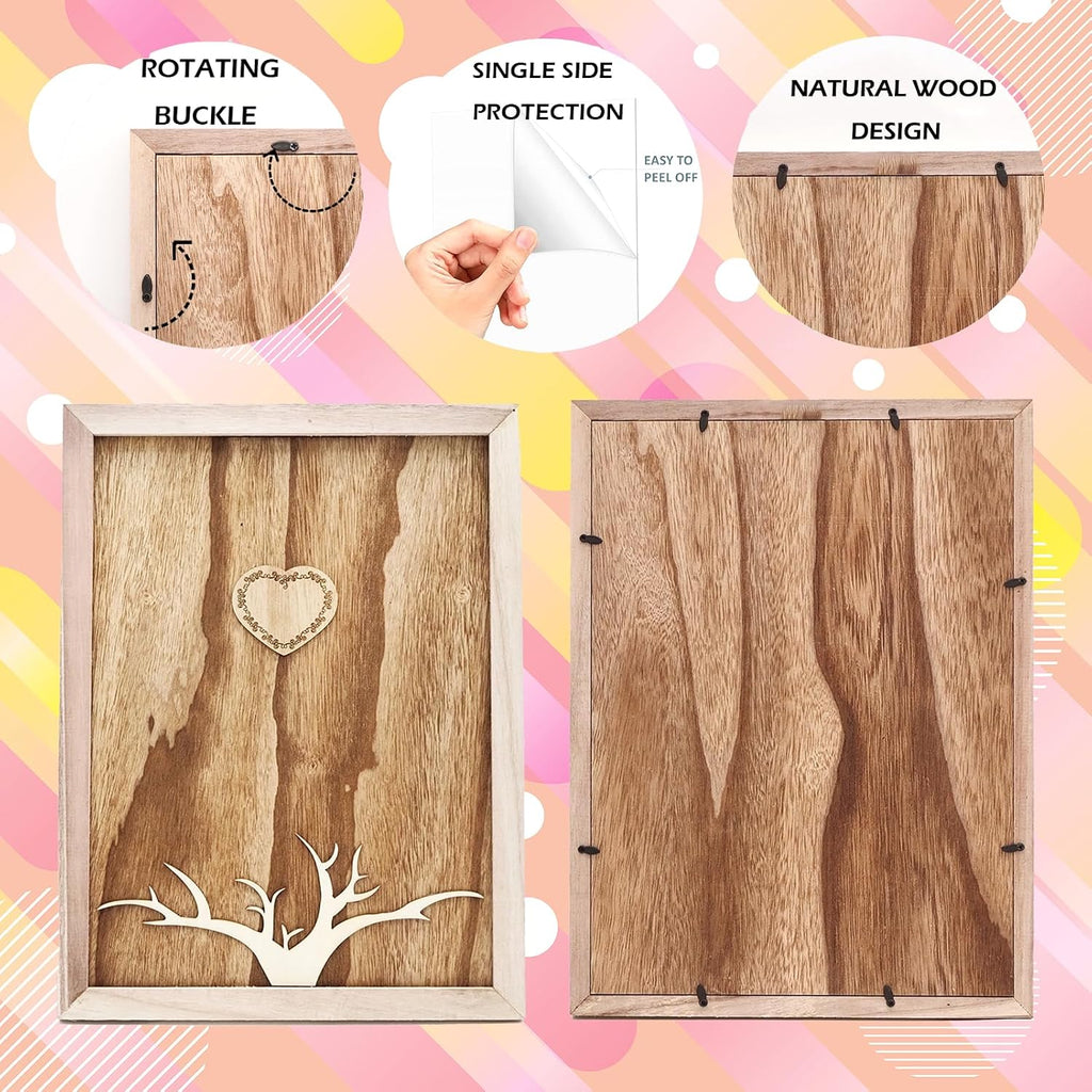 Rustic Wedding Guest Book Alternative, 16x12 Wooden Guest Book Signs for Wedding Decor for Reception, 80 Wood Hearts