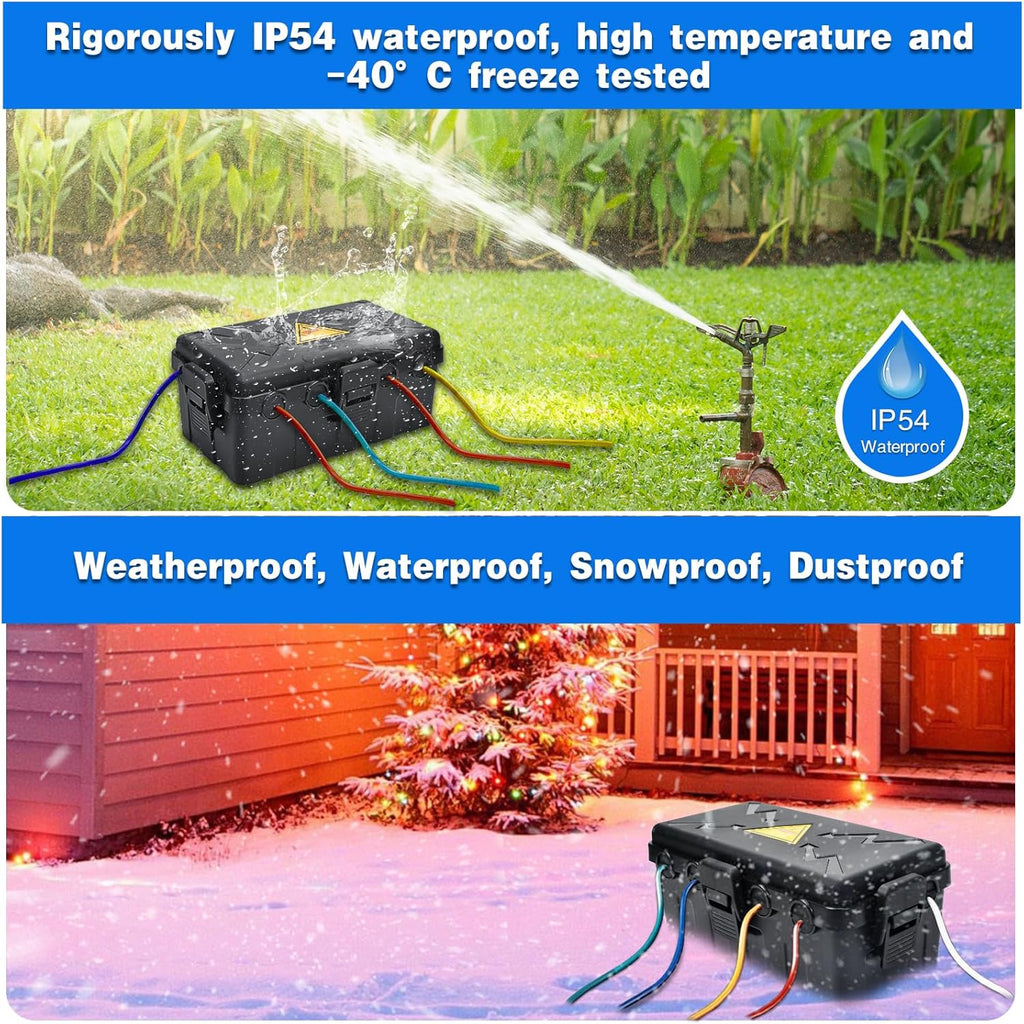 Medium Outdoor Electrical Box(10.6x5.5x4.5inch),Weatherproof Connection Box w/6 Cable Entry,IP54 Waterproof Extension