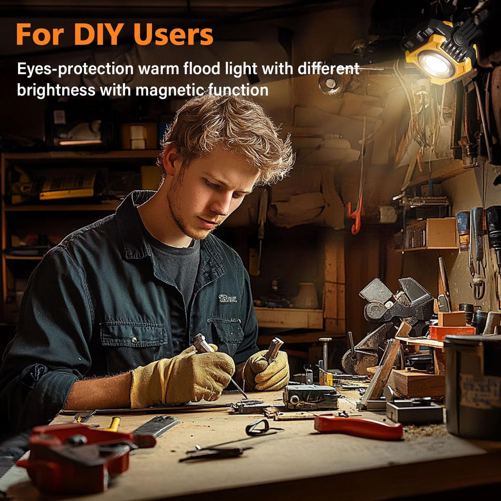 2-Pack 2400LM Magnetic Rechargeable Work Light, Dual-Sided LED Work Light, Up to 80 Hours Runtime, Stepless Dimming