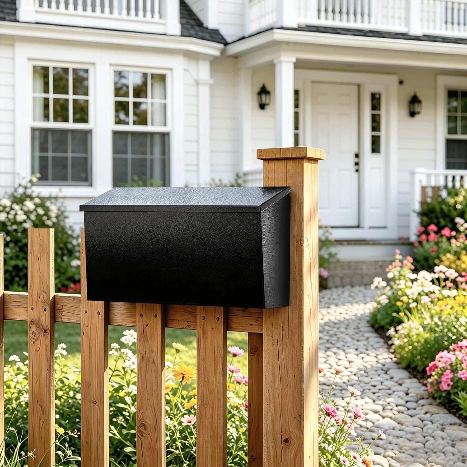 Wall-Mount Mailbox for Outside,Large Capacity Mail Box Waterproof and Rust-Resistant, Galvanized Steel Metal Post