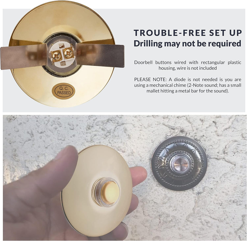 BR5WL Lighted Doorbell Button, 1-Pack, Brass