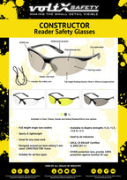CONSTRUCTOR Mirror Full Lens Reading Safety Glasses +2.5 Dioptre