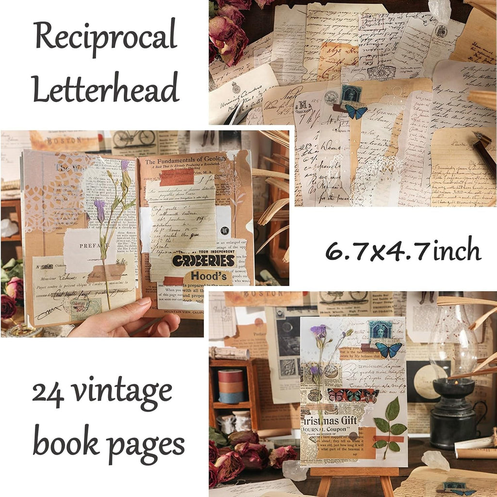 Vintage Aesthetic Scrapbook Supplies Kit with Scrapbook Paper, Stickers, Bookmarks for Scrapbooking, DIY Albums, Junk