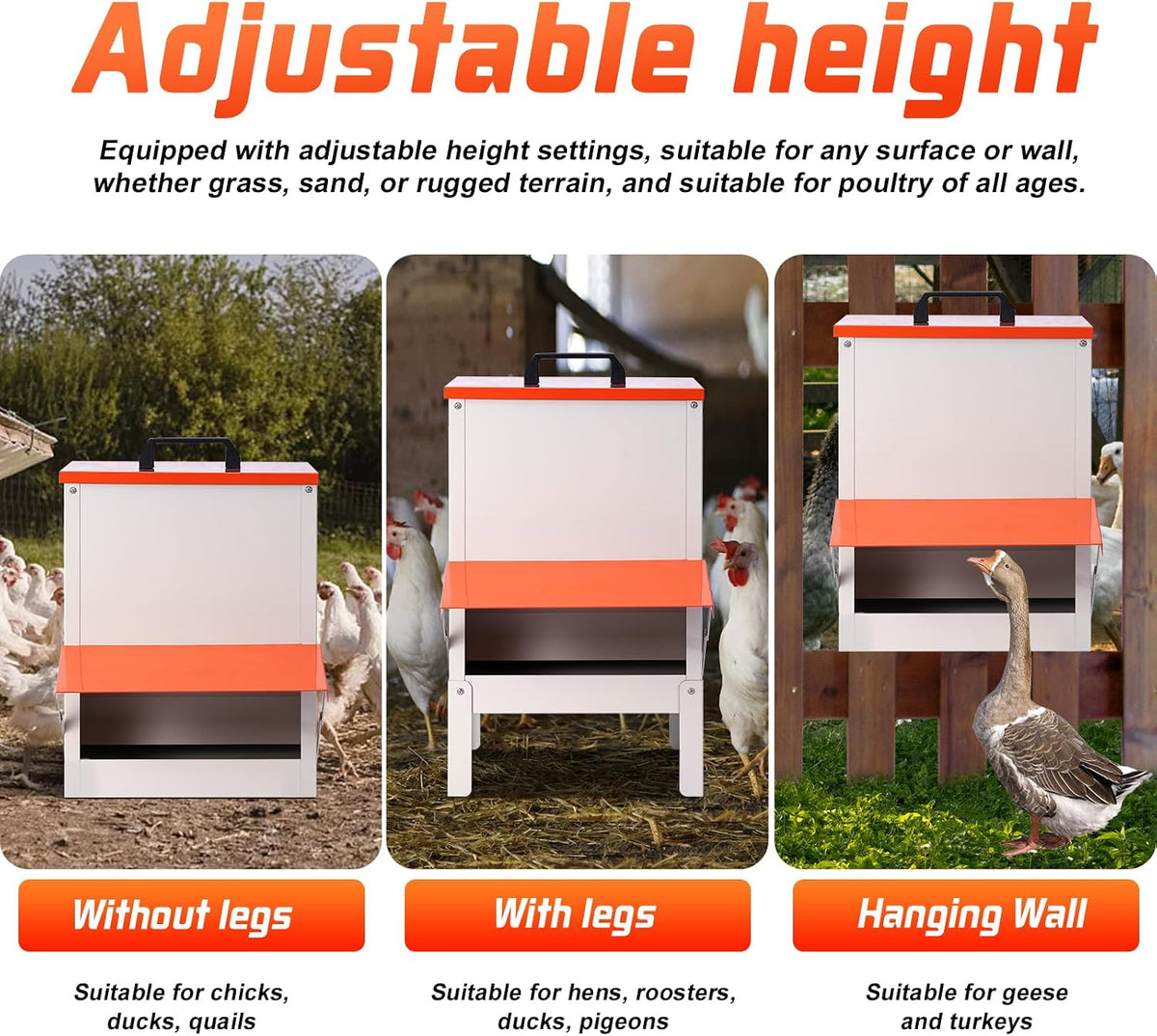 Automatic Chicken Feeder No Waste for Coop, Duck Feeder No Mess
