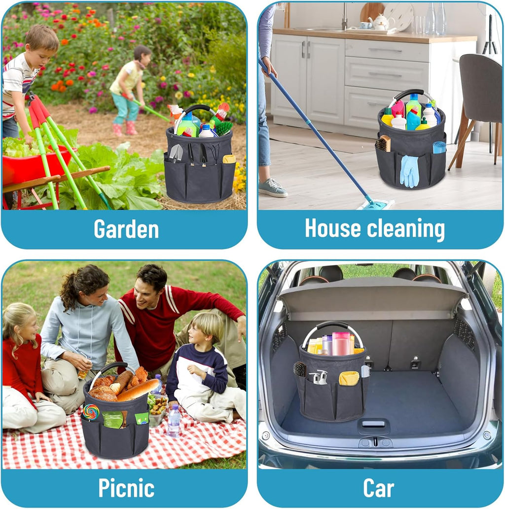 Cleaning Caddy with Handle, 17L Cleaning Supply Caddy Foldable Bucket Organizer Cleaning Products Organizers Cleaning
