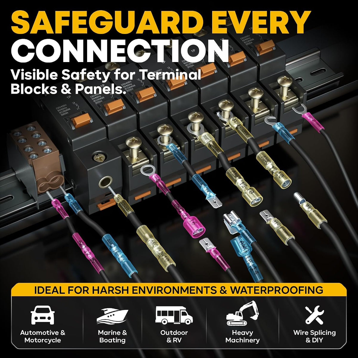 Crimping Tool Kit with Heat Shrink Connectors & Solder Seal Wire Connectors - 20 Types Marine Grade Electrical