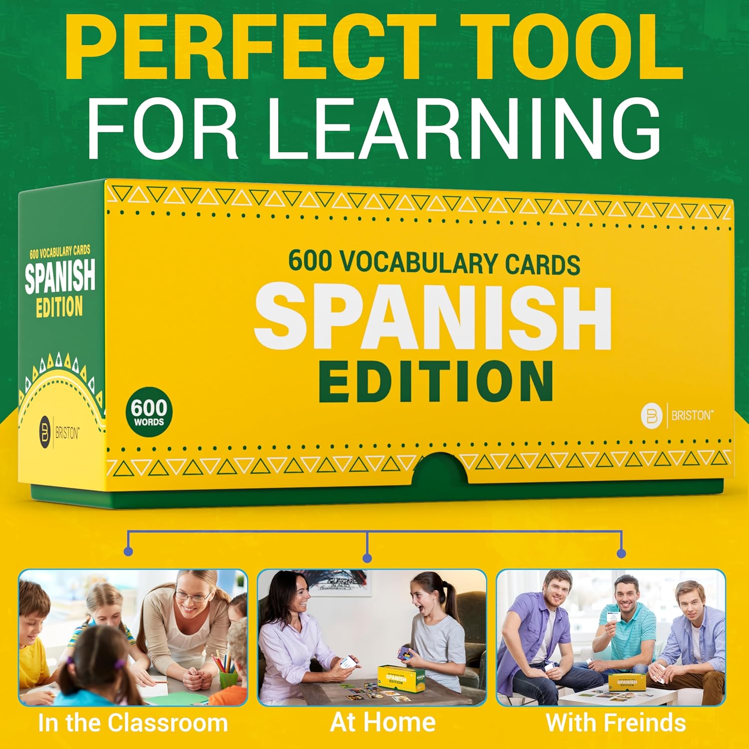 Spanish Vocabulary Flash Cards – 600 Words, Sentences & Pronunciation | Back to School Spanish vocabulary set for