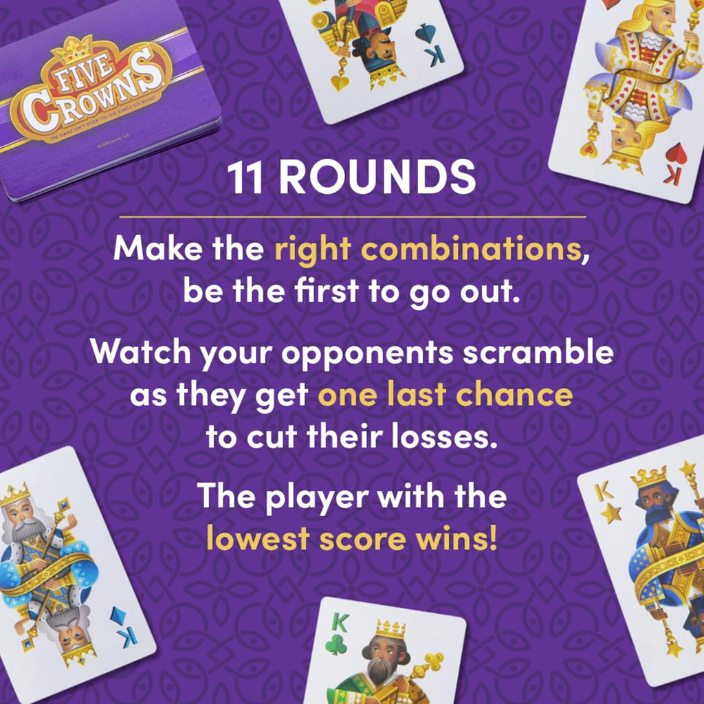 Five Crowns Collectible Tin – Card Game for Kids and Adults, Family Game Night, The Game isn’t Over Until the Kings