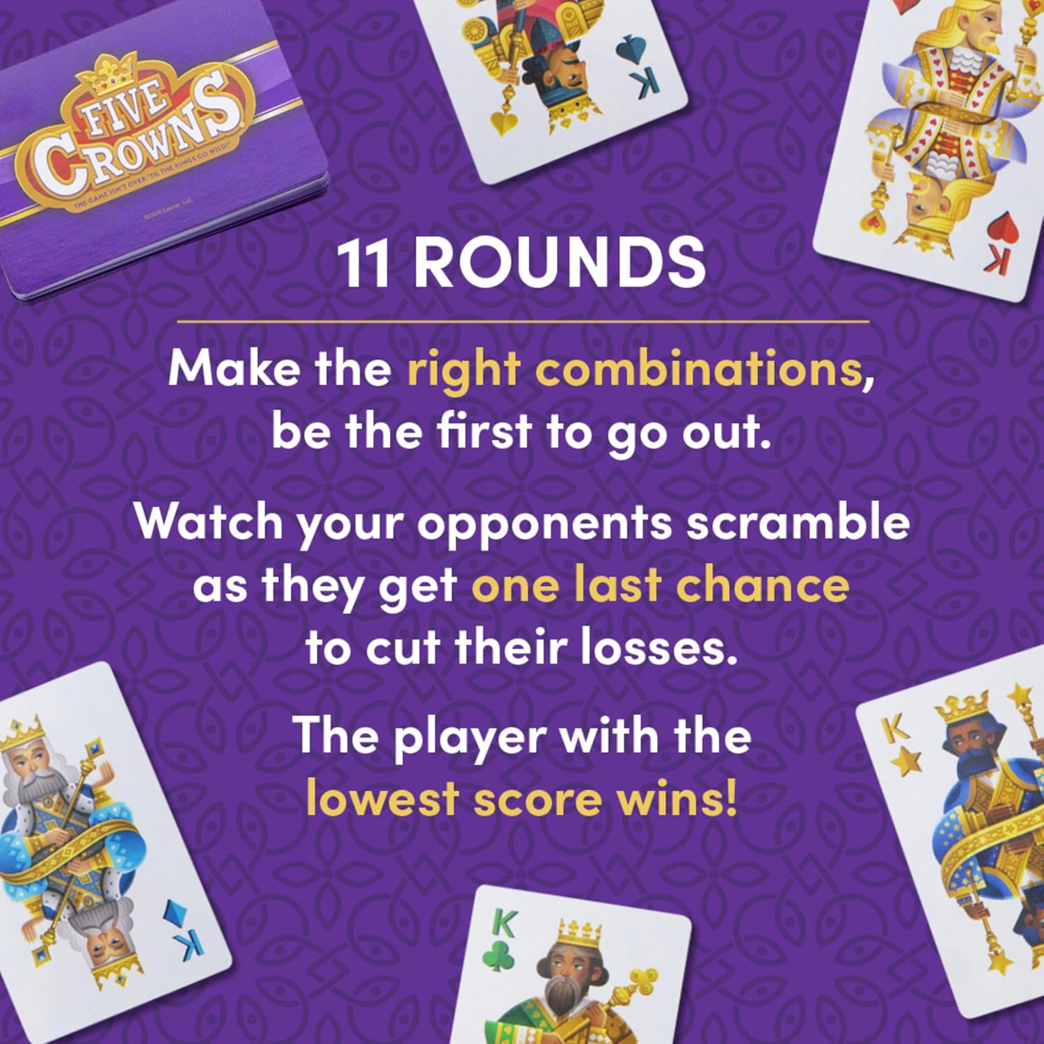 Five Crowns Collectible Tin – Card Game for Kids and Adults, Family Game Night, The Game isn’t Over Until the Kings