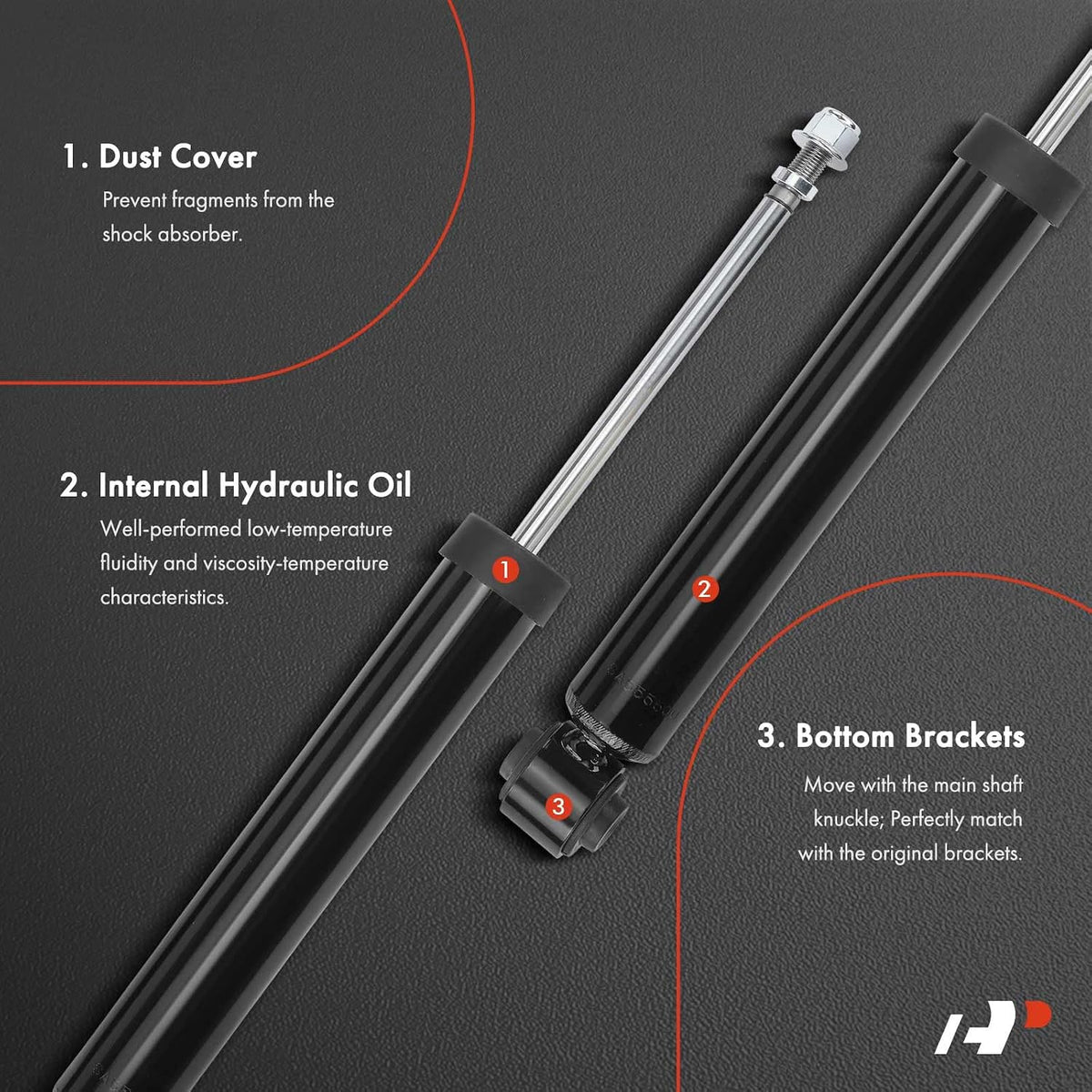 A-Premium Rear Shock Absorbers, Set of 2 - Compatible with Toyota