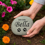 Personalized Pet Memorial Stone – Natural River Rock Custom Engraved Pet Headstone for Dogs & Cats – Outdoor Pet