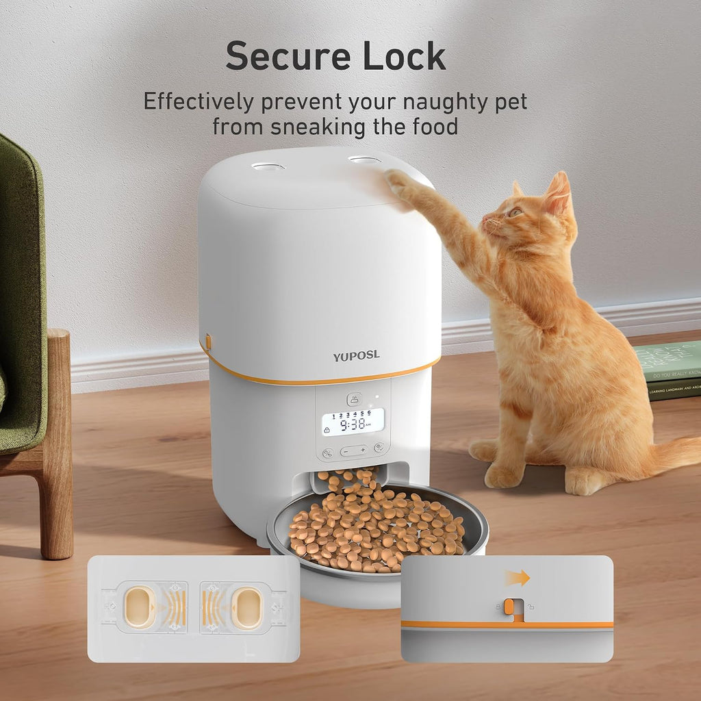 Automatic Cat Feeder, 3L Cat Food Dispenser with Anti-Jam Design, Over 180-day Battery Life, 1-6 Meals Per Day with