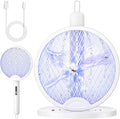 2 in 1 Mosquito Killer Racket, 4000V Foldable Electric Fly Swatter | Charging Base & Attractant Light, Rechargeable
