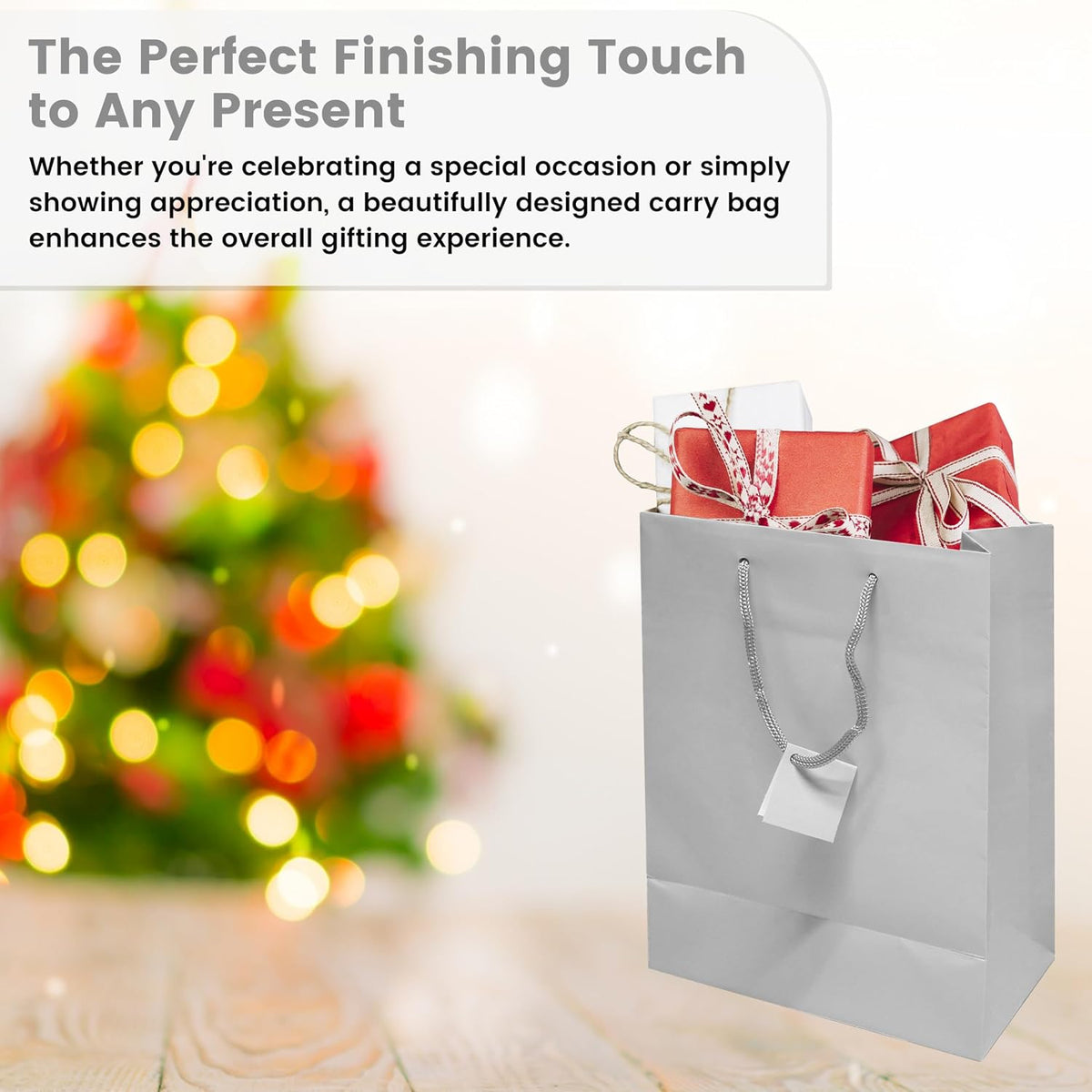 Novel Box Silver Gift Bags with Handles 10 Pack 6.5x3.5x6.5 Inches