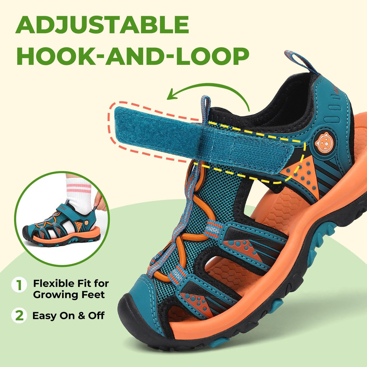 Boys Girls Sandals for Big Kid Closed Toe Water Hiking Sandals
