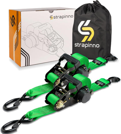Retractable Ratchet Tie-Down Straps,5,000 lbs Breaking Strength- 2 in x 12 ft Heavy Duty Ratchet Strap with Safety