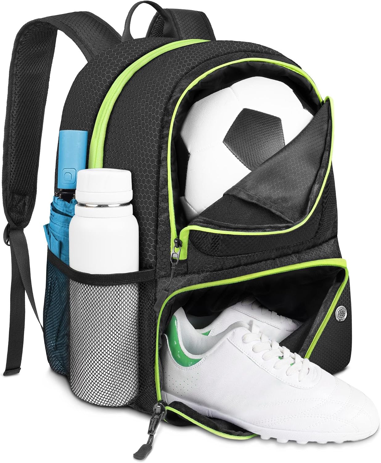 Soccer Backpack, Soccer Bag with Ball Holder and Shoe Compartment | Water Resistant Sport Equipment Bags Fit