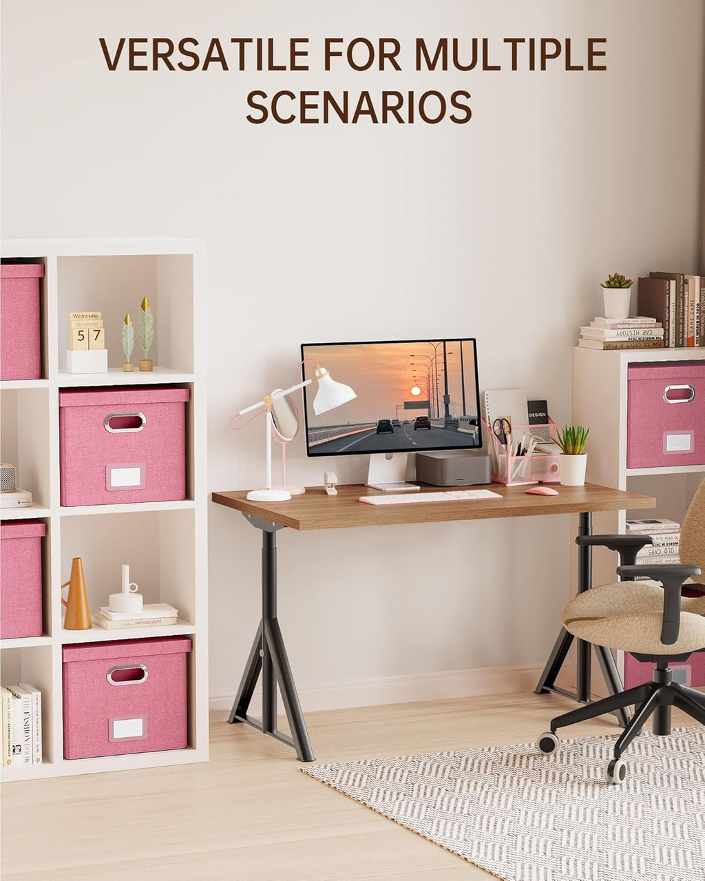 File Organizer, File Box, File Cabinet for Letter File Folder Storage, Portable Storage Bins with Lids for