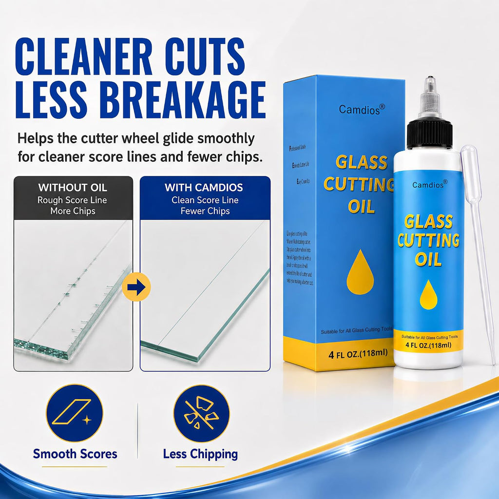 Camdios Glass Cutting Oil, 4 fl oz Precision Applicator for Glass Tools