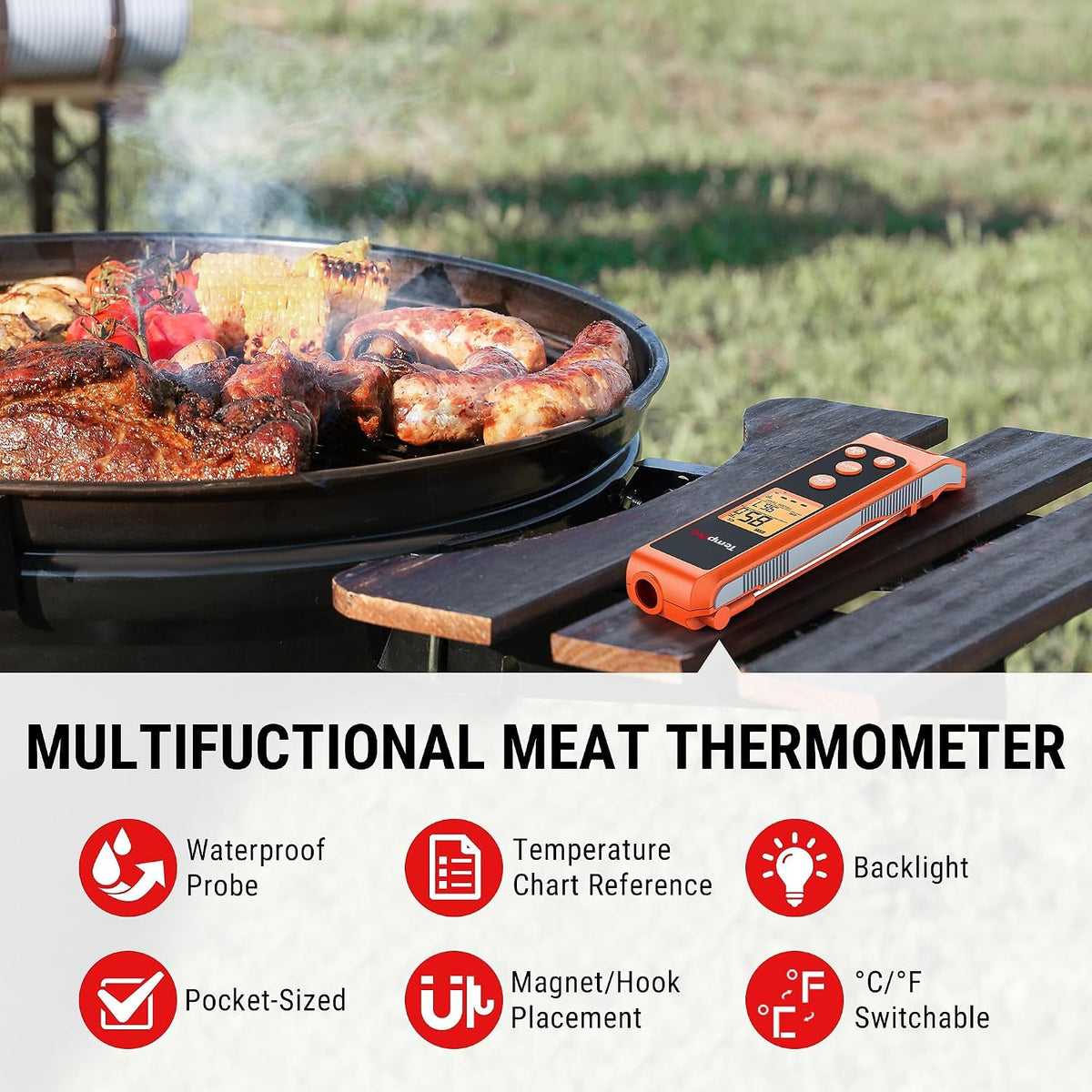 TempScan 2-in-1 Infrared Thermometer Gun with Meat Probe