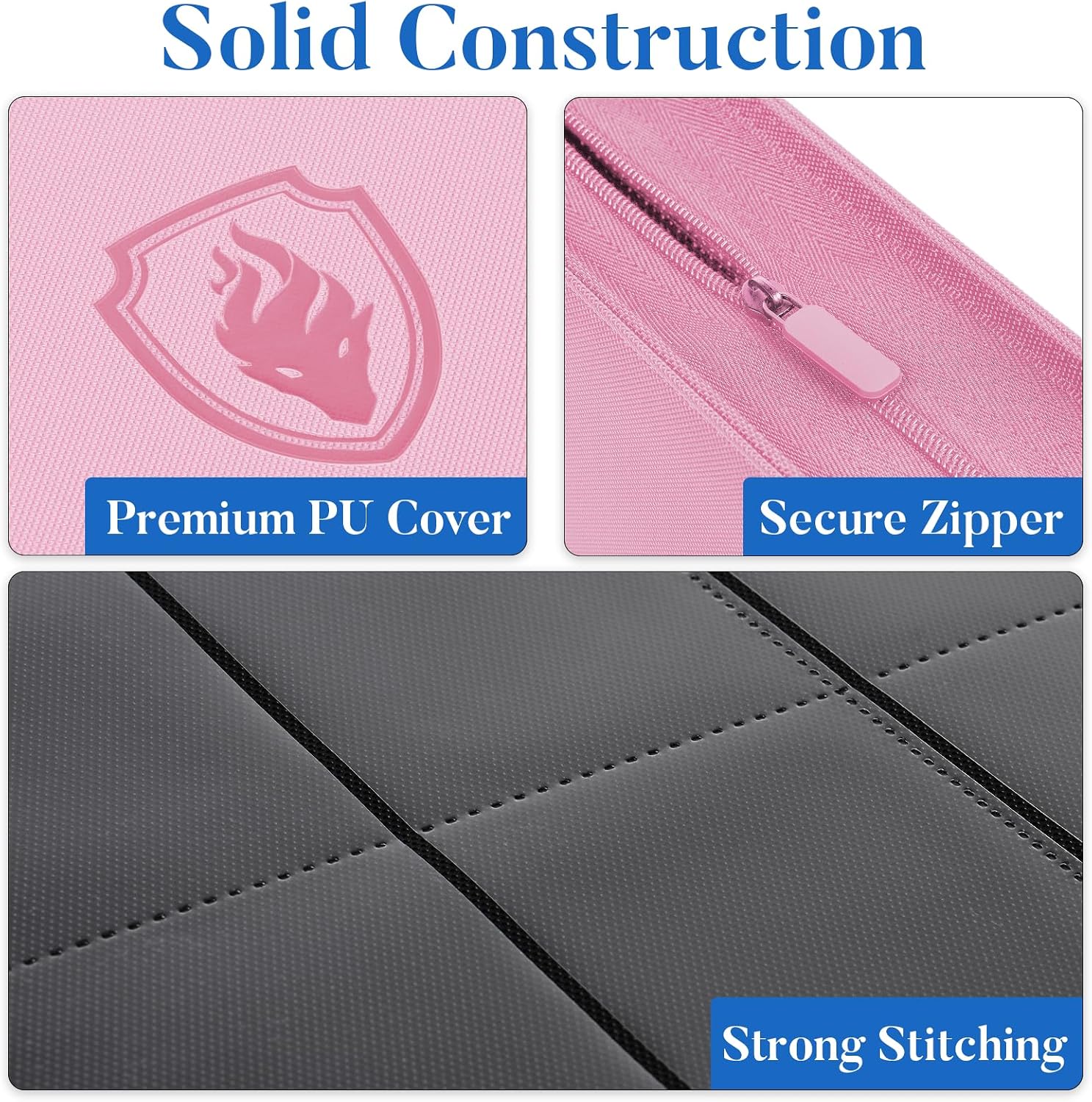 Premium Zip Card Binder, Fabmaker 9 Pocket Trading Card Binder PU Cover | Zipper Card Collection Album for 360 Cards
