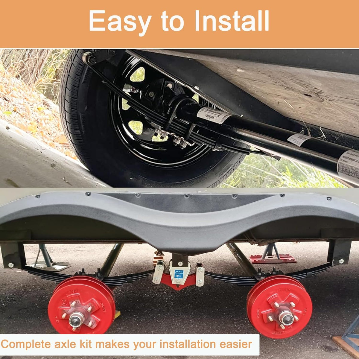 3500 lb Single Trailer Axle Suspension Kit with Hubs - Leaf Springs, Hanger, U-Bolt kit (85'' Hubface/70'' Spring