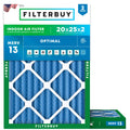 20x25x2 Air Filter MERV 13 Smoke & Allergy Defense (2-Pack)