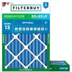 20x25x2 Air Filter MERV 13 Smoke & Allergy Defense (2-Pack)