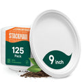 100% Compostable Paper Plates, Heavy Duty Disposable Plates [125-Pack] 9 Inch Plates - Eco-Friendly, Biodegradable