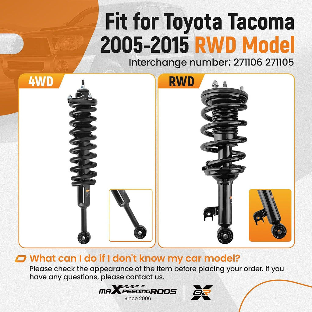 maXpeedingrods 2Pcs Front Struts for Toyota Tacoma 2WD 2005-2015 2.7L L4