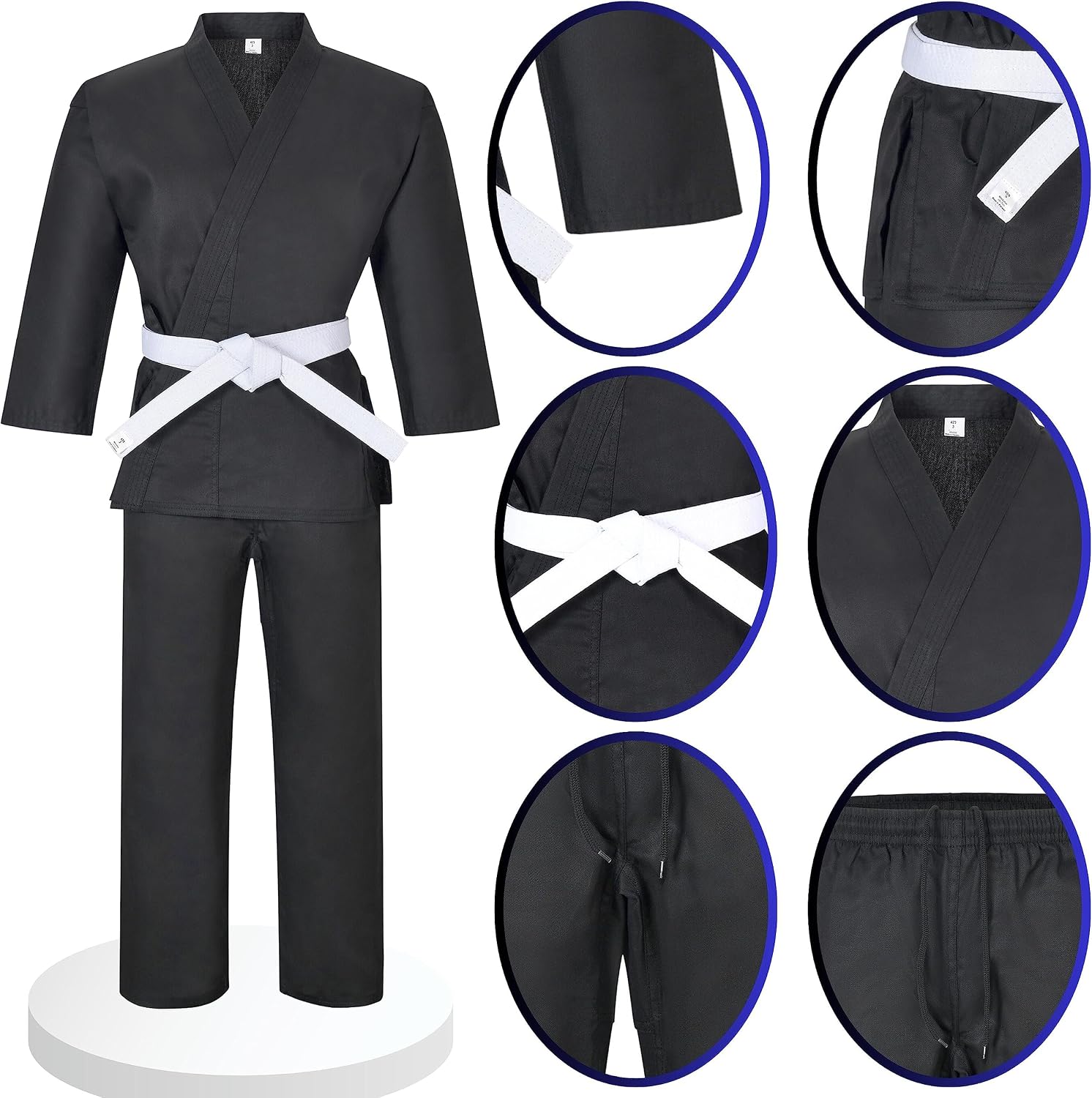 Karate gi Martial Arts Elastic Drawstring Karate Uniform For Kids & Adult Lightweight Student Gi with Free Belt